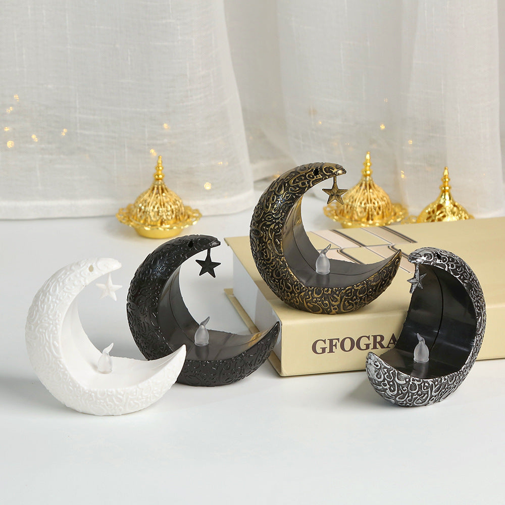 Star Moon Candlestick Arabian Lantern Electric Candle Lamp Storm