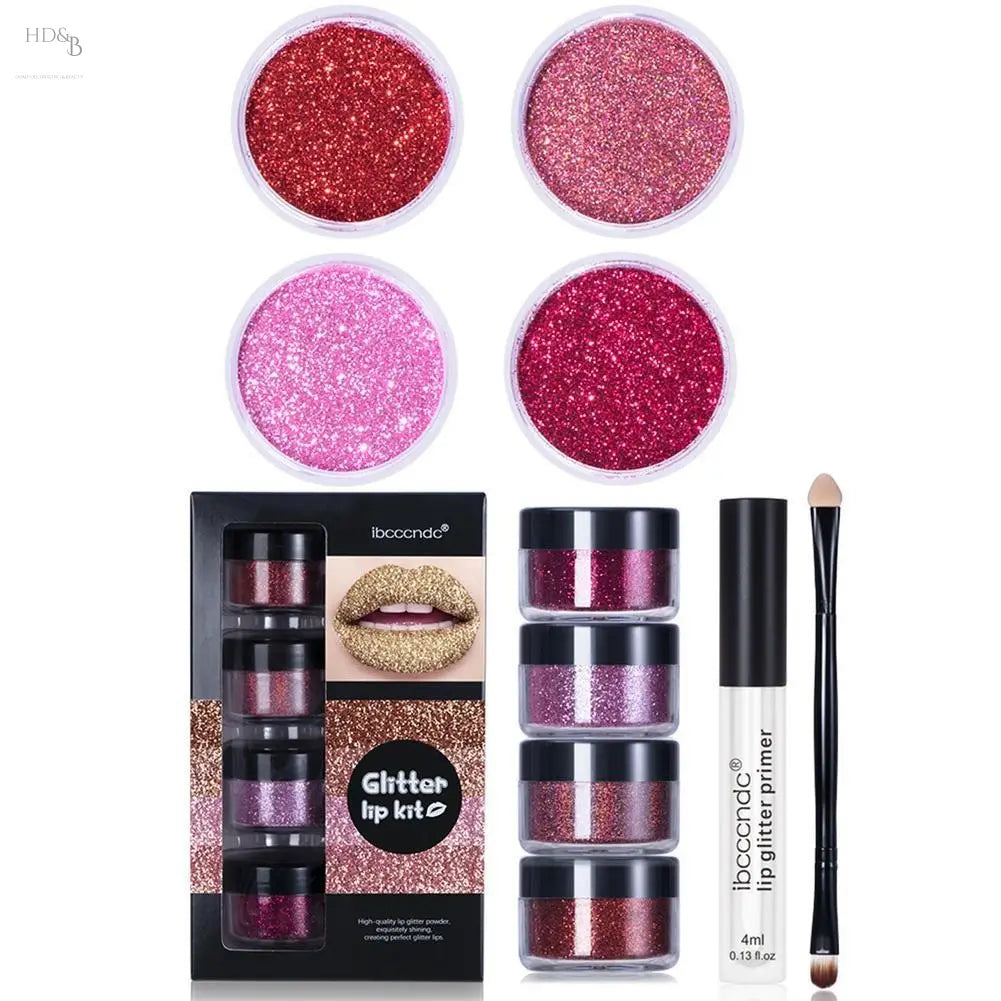 Glitter Lip Gloss Lipstick Shiny DIY Lip Gloss Diamond Waterproof Long Lasting Lipgloss Kit With Lip Primer Lip Tint Lips Makeup Home Decorating & Beauty Makeup sets Makeup sets 19.47 Home Decorating & Beauty A