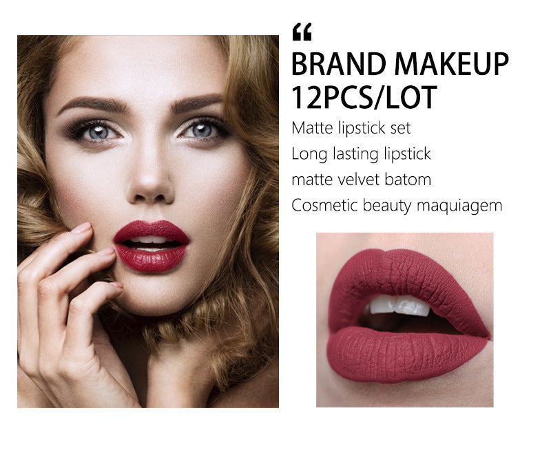 12 PCs Lipstick Kit Long Lasting Matte Set Lipstick